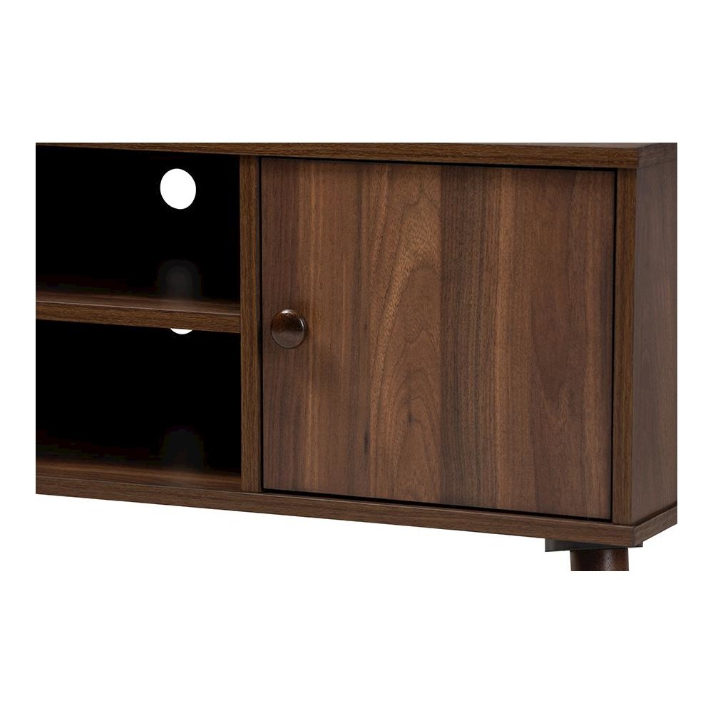 Alard Mid-Century Modern Walnut Brown Finished 2-Door Wood TV Stand. Picture 5
