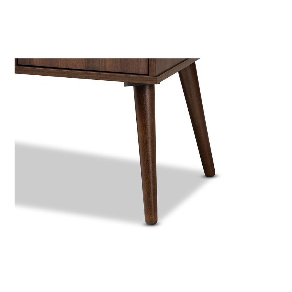 Alard Mid-Century Modern Walnut Brown Finished 2-Door Wood TV Stand. Picture 6