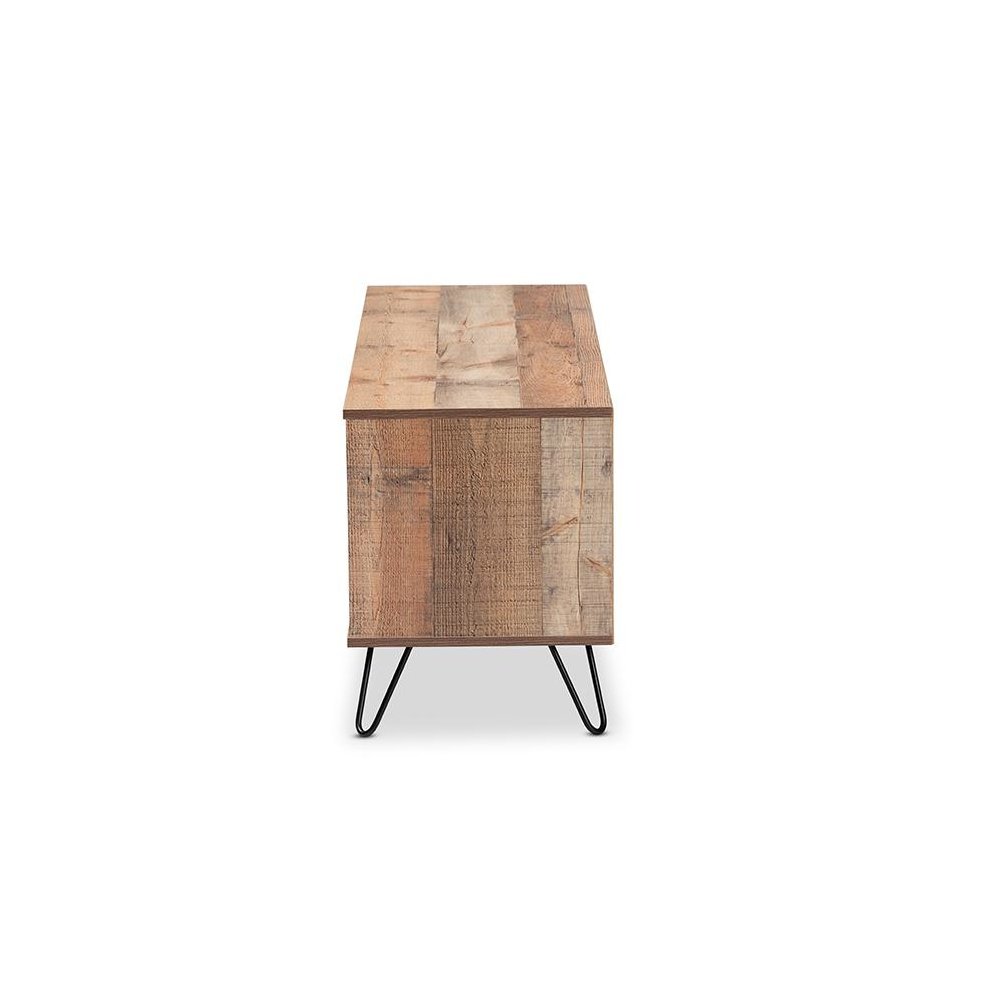 Iver Modern and Contemporary Rustic Oak Finished 1-Door Wood TV Stand. Picture 4