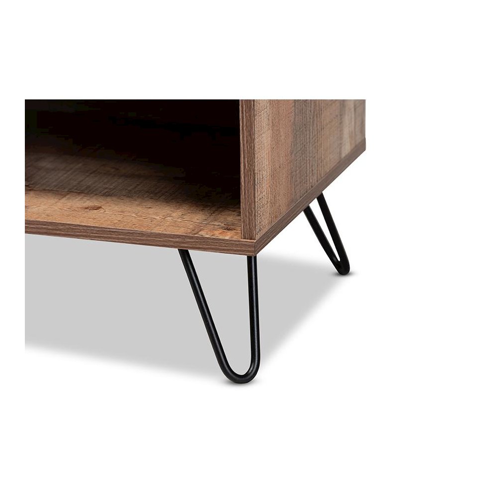 Iver Modern and Contemporary Rustic Oak Finished 1-Door Wood TV Stand. Picture 5