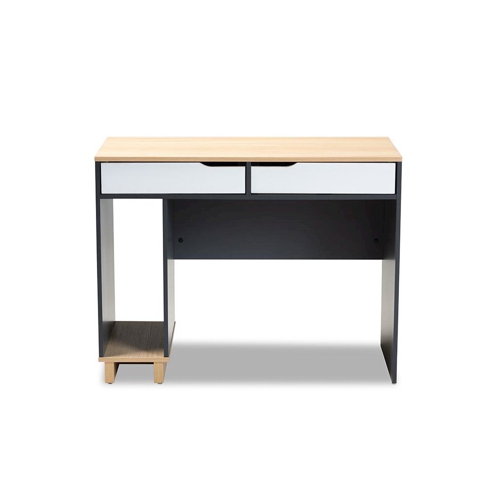 Baxton Studio Reed Mid-Century Modern 2-Drawer Multicolor Wood Computer Desk. Picture 3