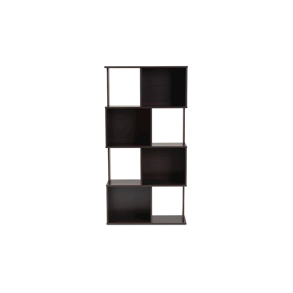 Riva Modern and Contemporary Dark Brown Finished Geometric Wood Bookshelf. Picture 2