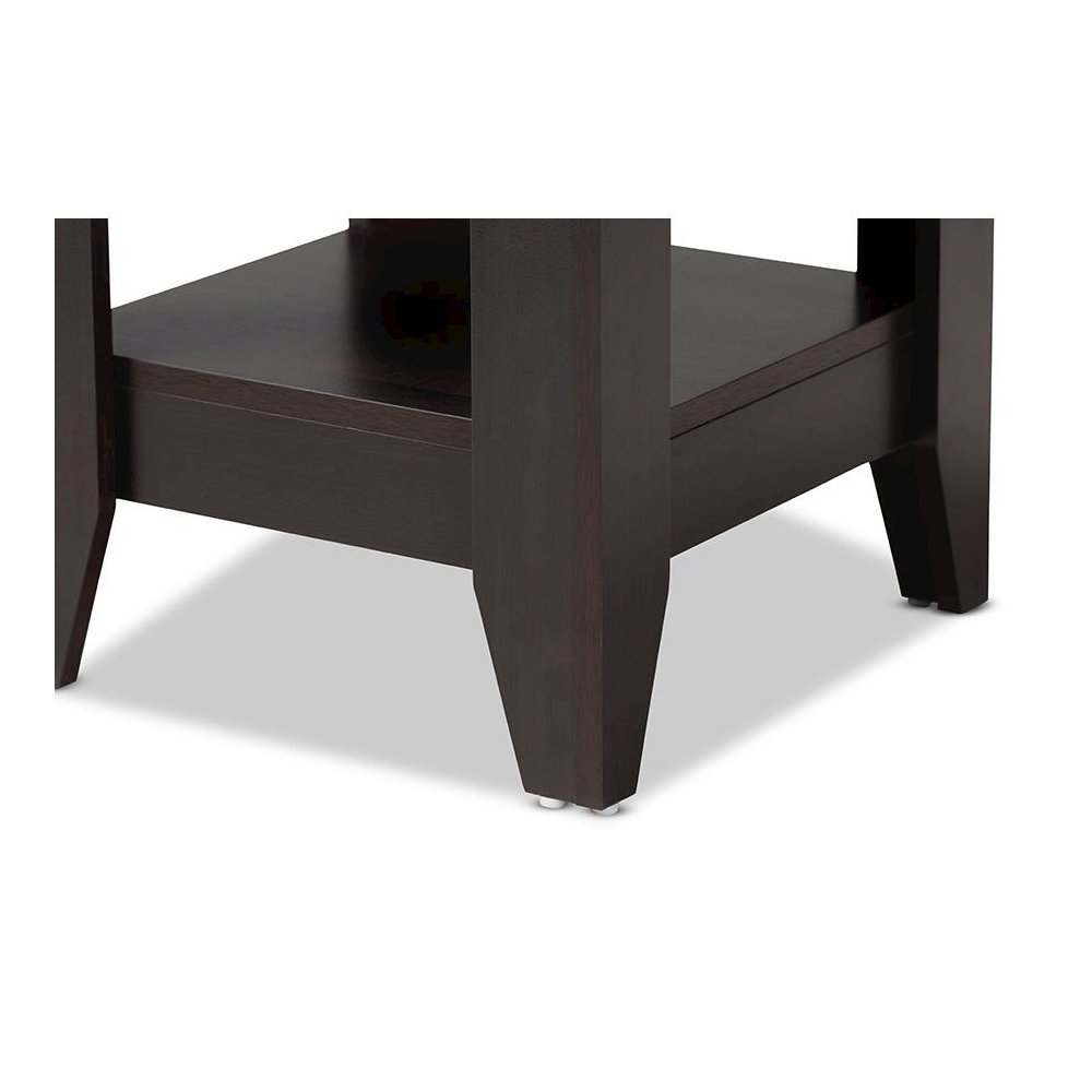 Baxton Studio Audra Modern and Contemporary Dark Brown Finished Wood End Table. Picture 3