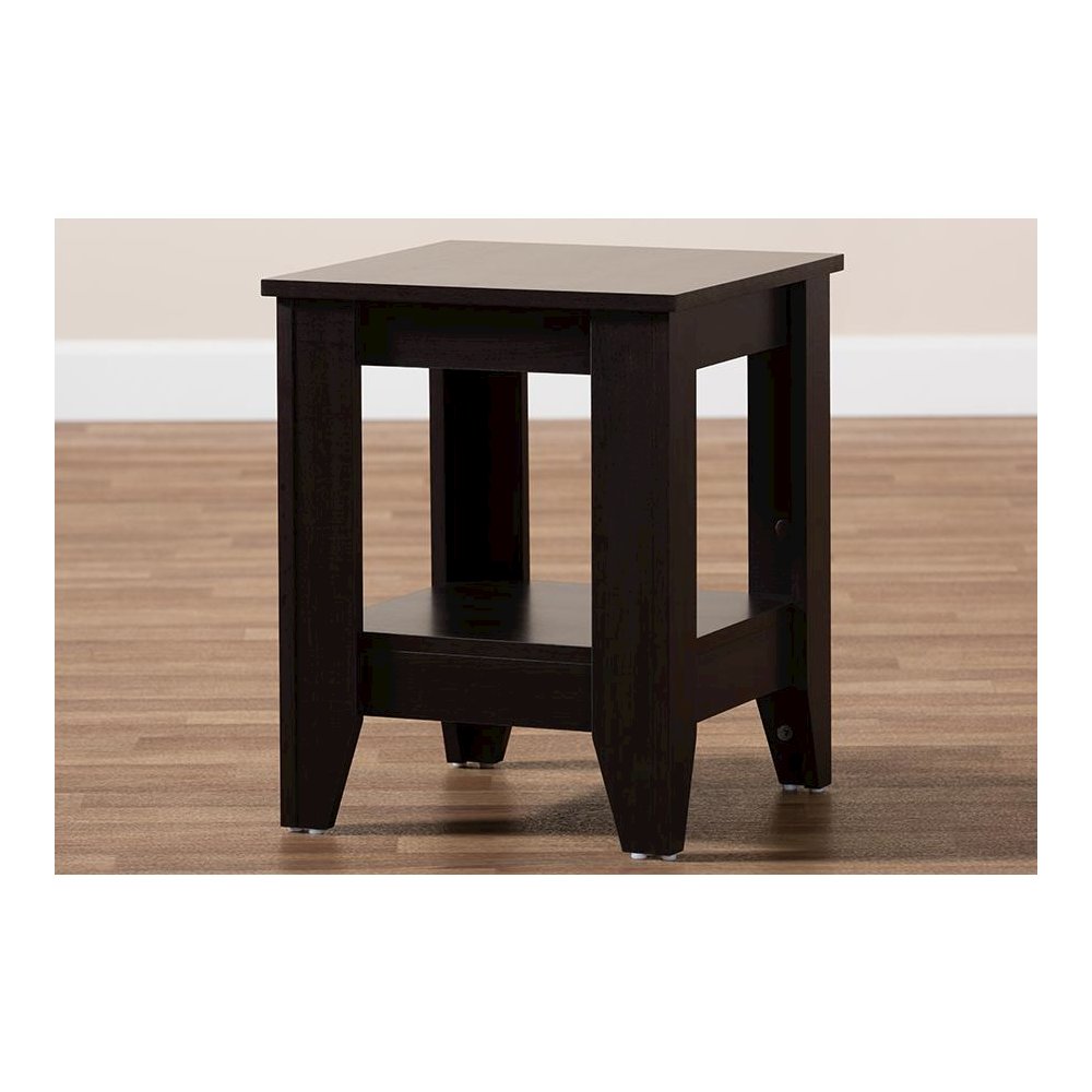 Baxton Studio Audra Modern and Contemporary Dark Brown Finished Wood End Table. Picture 5