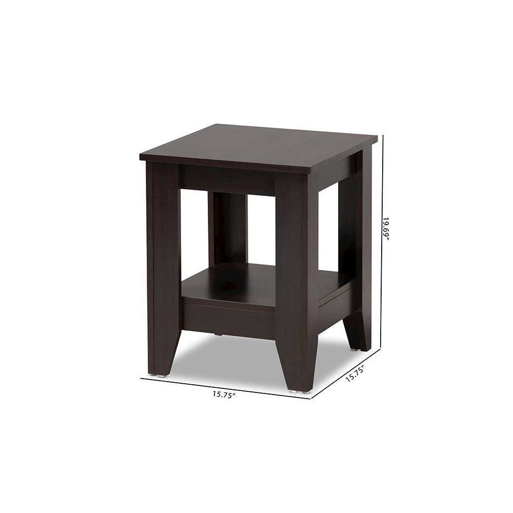 Baxton Studio Audra Modern and Contemporary Dark Brown Finished Wood End Table. Picture 6