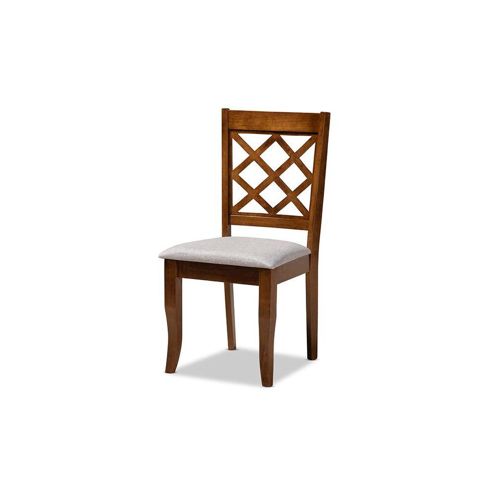 Grey Fabric Upholstered and Walnut Brown Finished Wood 5-Piece Dining Set. Picture 2