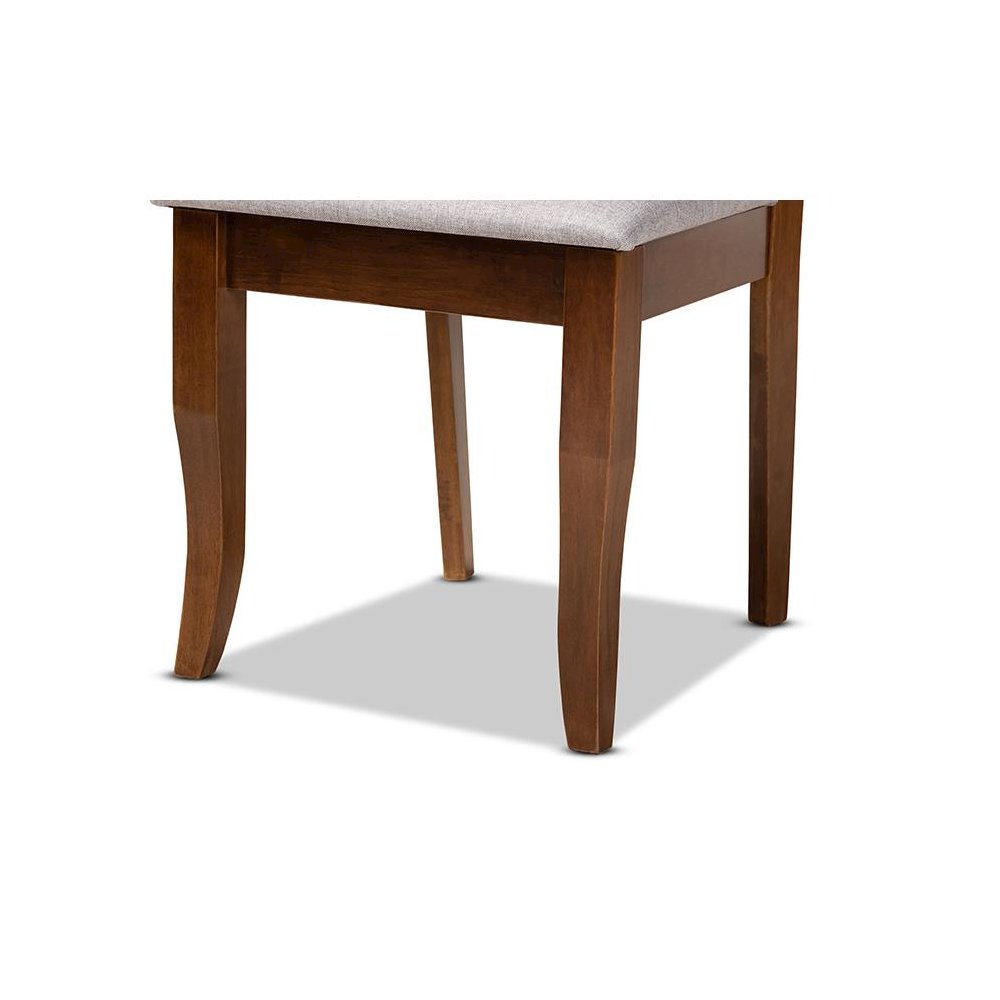 Grey Fabric Upholstered and Walnut Brown Finished Wood 5-Piece Dining Set. Picture 6