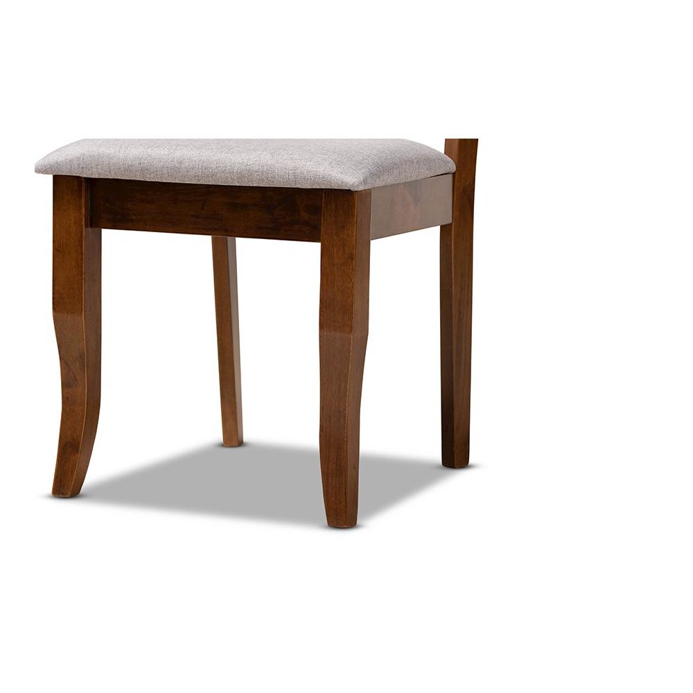 Grey Fabric Upholstered and Walnut Brown Finished Wood 6-Piece Dining Set. Picture 6