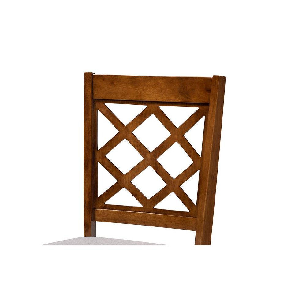 Grey Fabric Upholstered and Walnut Brown Finished Wood 4-Piece Dining Chair Set. Picture 3