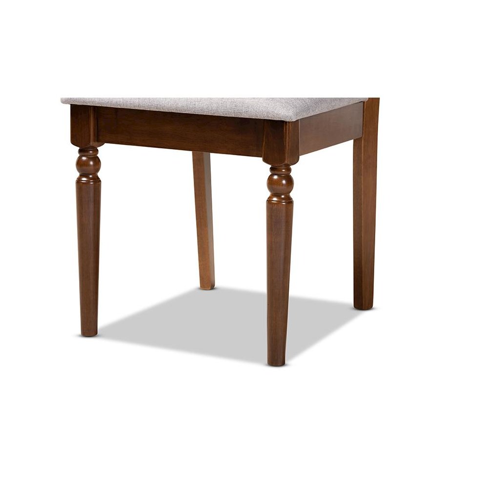 Grey Fabric Upholstered and Walnut Brown Finished Wood 4-Piece Dining Chair Set. Picture 4