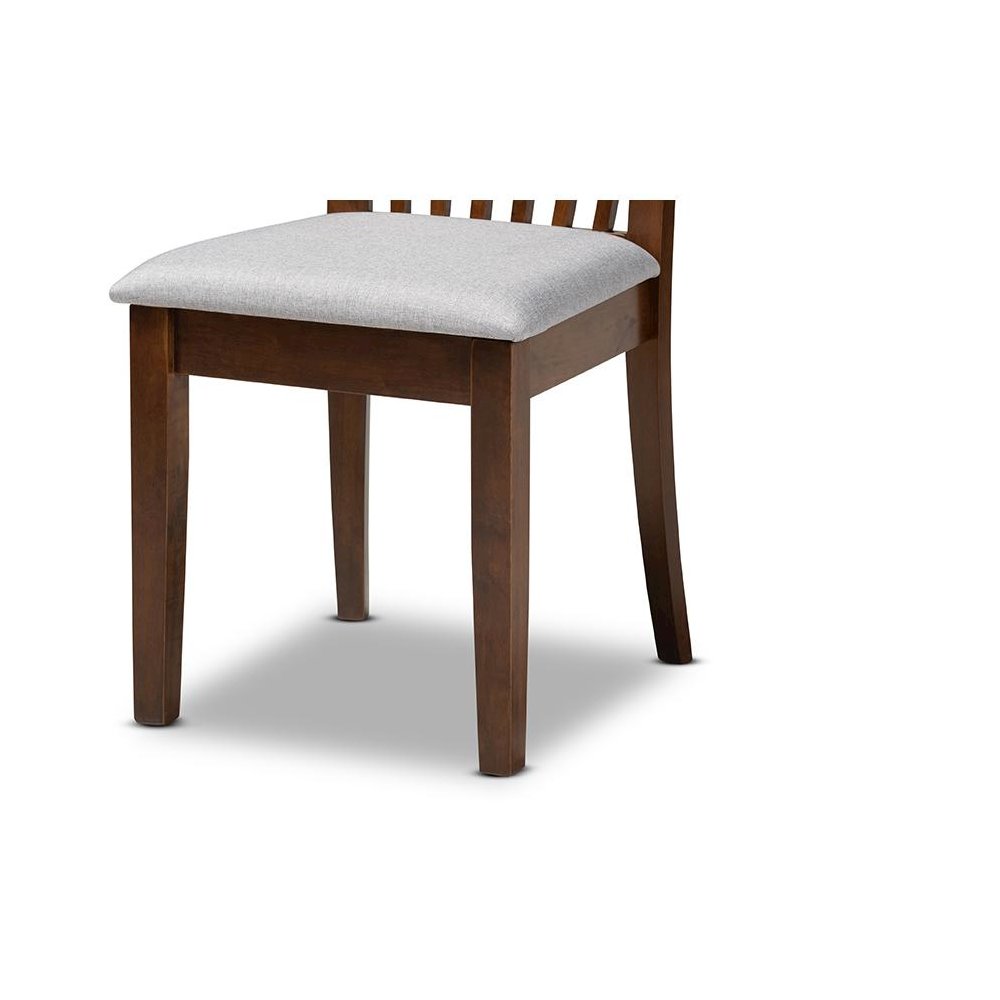Grey Fabric Upholstered and Walnut Brown Finished Wood 6-Piece Dining Set. Picture 7