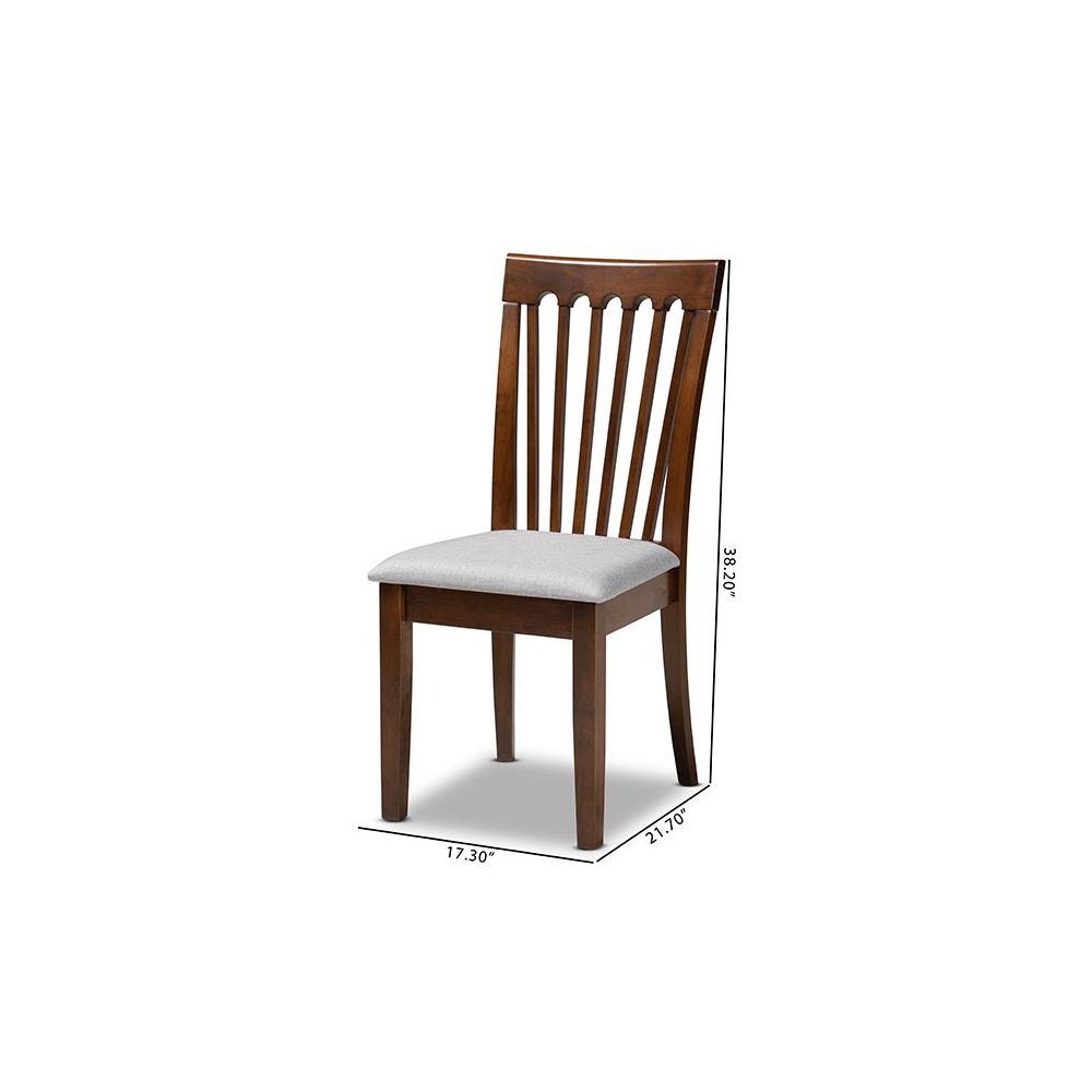 Grey Fabric Upholstered Walnut Brown Finished Wood Dining Chair Set. Picture 6