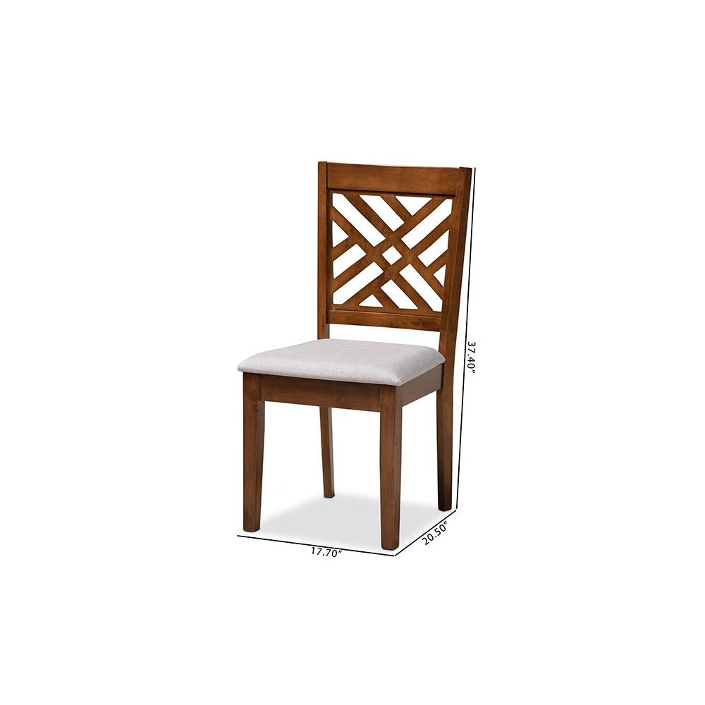 Grey Fabric Upholstered Walnut Brown Finished 4-Piece Wood Dining Chair Set Set. Picture 6