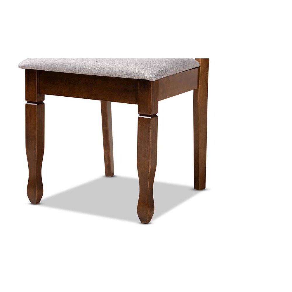 Grey Fabric Upholstered and Walnut Brown Finished Wood 5-Piece Dining Set. Picture 6