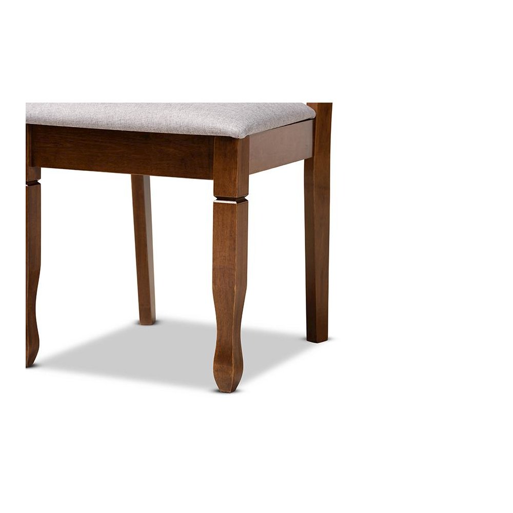 Grey Fabric Upholstered and Walnut Brown Finished Wood 5-Piece Dining Set. Picture 6