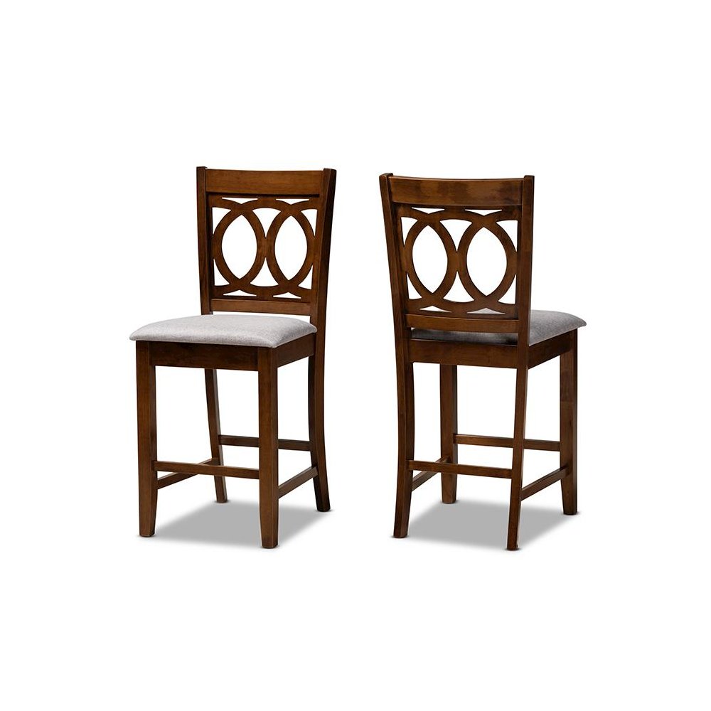 Walnut Brown Finished Wood 2-Piece Counter Height Pub Chair Set. Picture 1