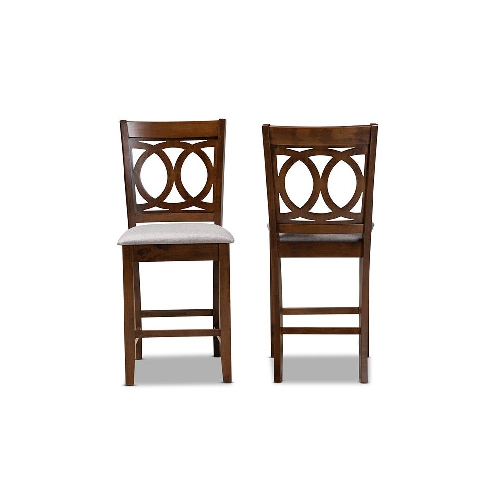 Walnut Brown Finished Wood 2-Piece Counter Height Pub Chair Set. Picture 2