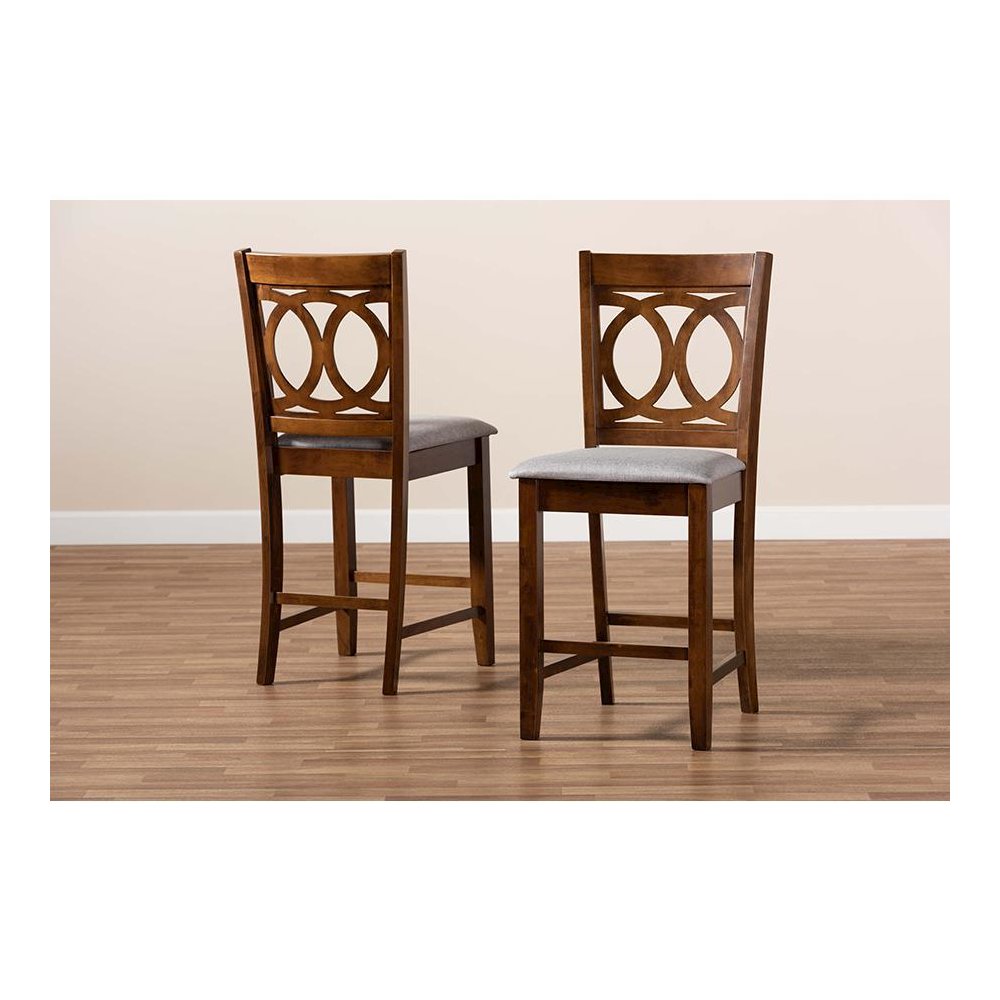 Walnut Brown Finished Wood 2-Piece Counter Height Pub Chair Set. Picture 7
