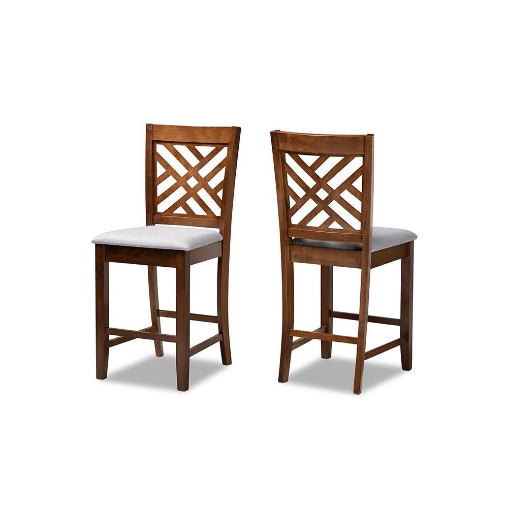 Walnut Brown Finished 2-Piece Wood Counter Height Pub Chair Set Set. Picture 1