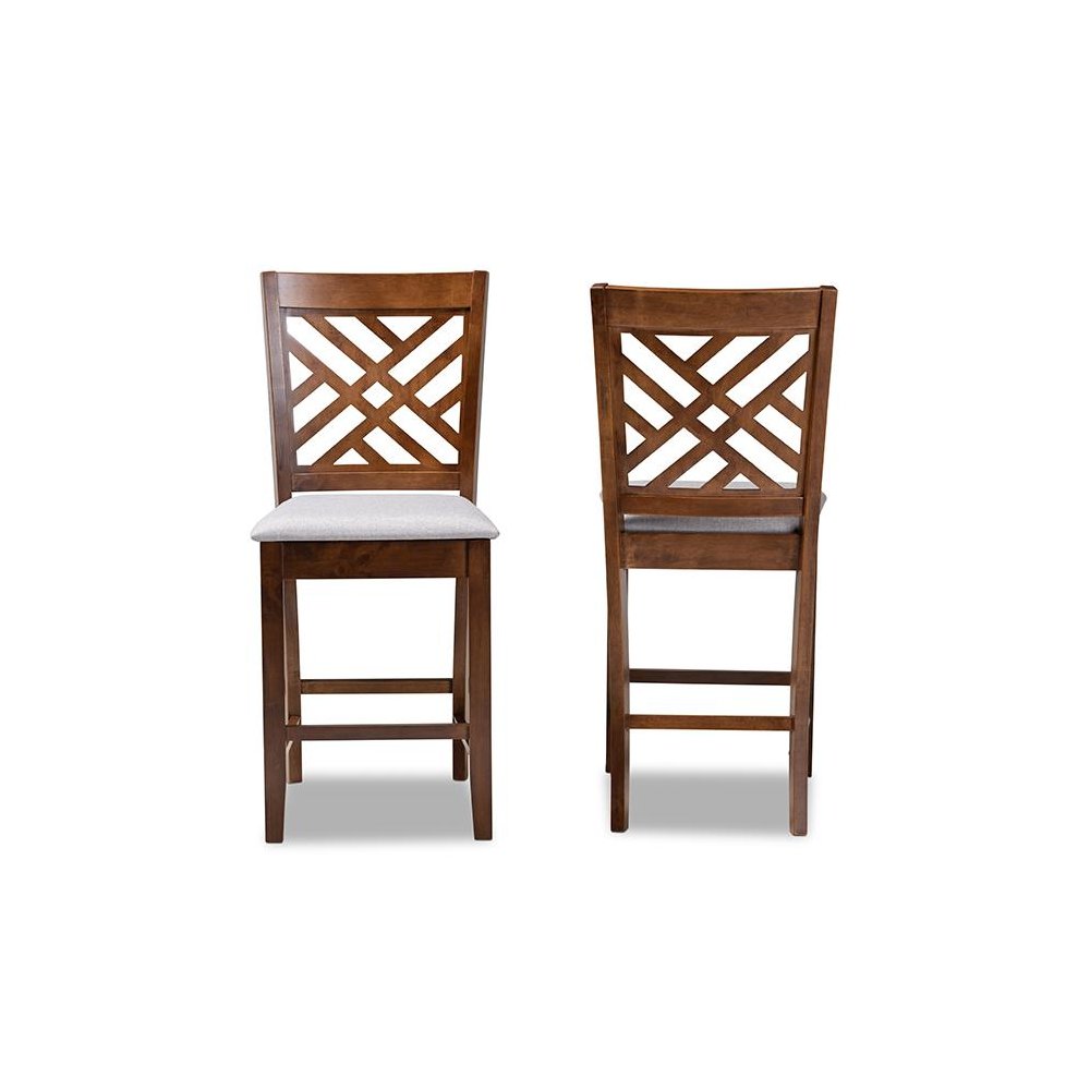 Walnut Brown Finished 2-Piece Wood Counter Height Pub Chair Set Set. Picture 2