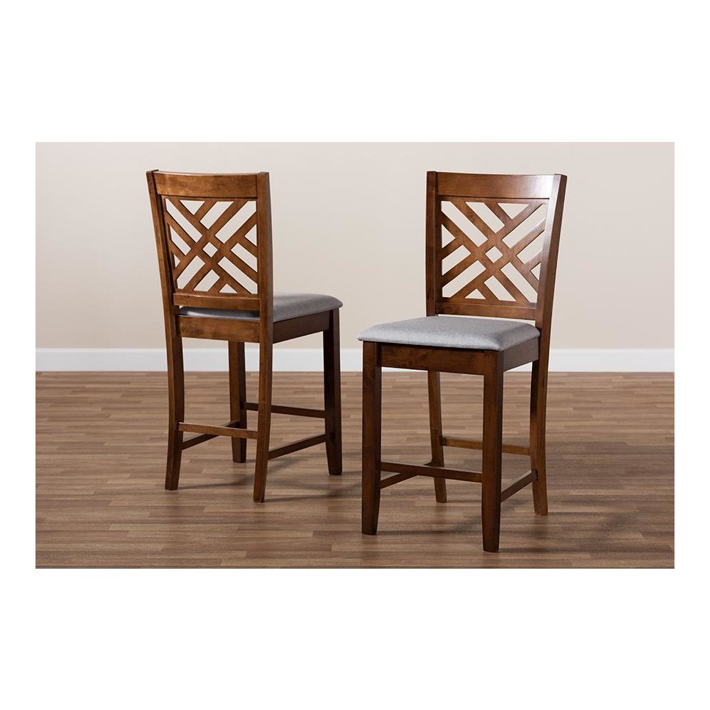 Walnut Brown Finished 2-Piece Wood Counter Height Pub Chair Set Set. Picture 7