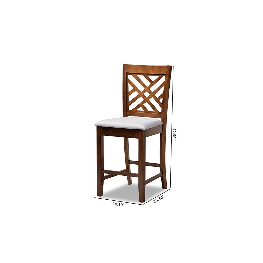 Walnut Brown Finished 2-Piece Wood Counter Height Pub Chair Set Set. Picture 8
