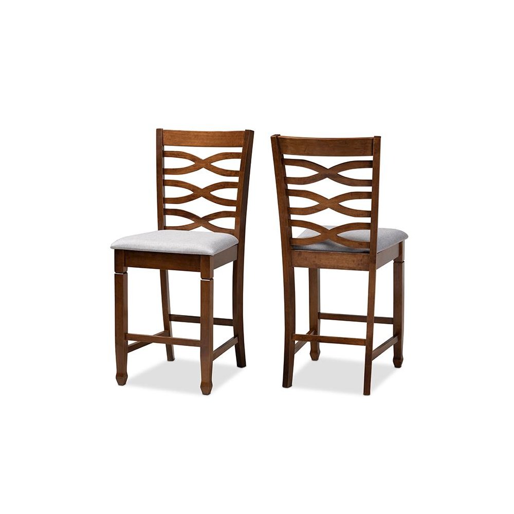 Walnut Brown Finished 2-Piece Wood Counter Height Pub Chair Set Set. Picture 1