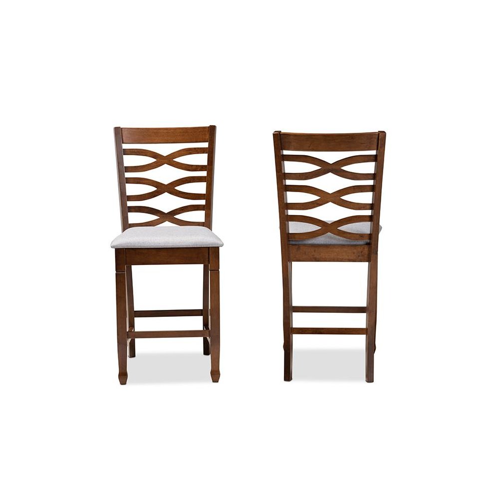Walnut Brown Finished 2-Piece Wood Counter Height Pub Chair Set Set. Picture 2