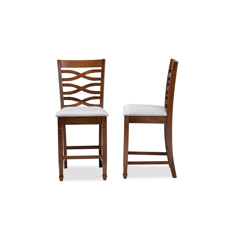 Walnut Brown Finished 2-Piece Wood Counter Height Pub Chair Set Set. Picture 3
