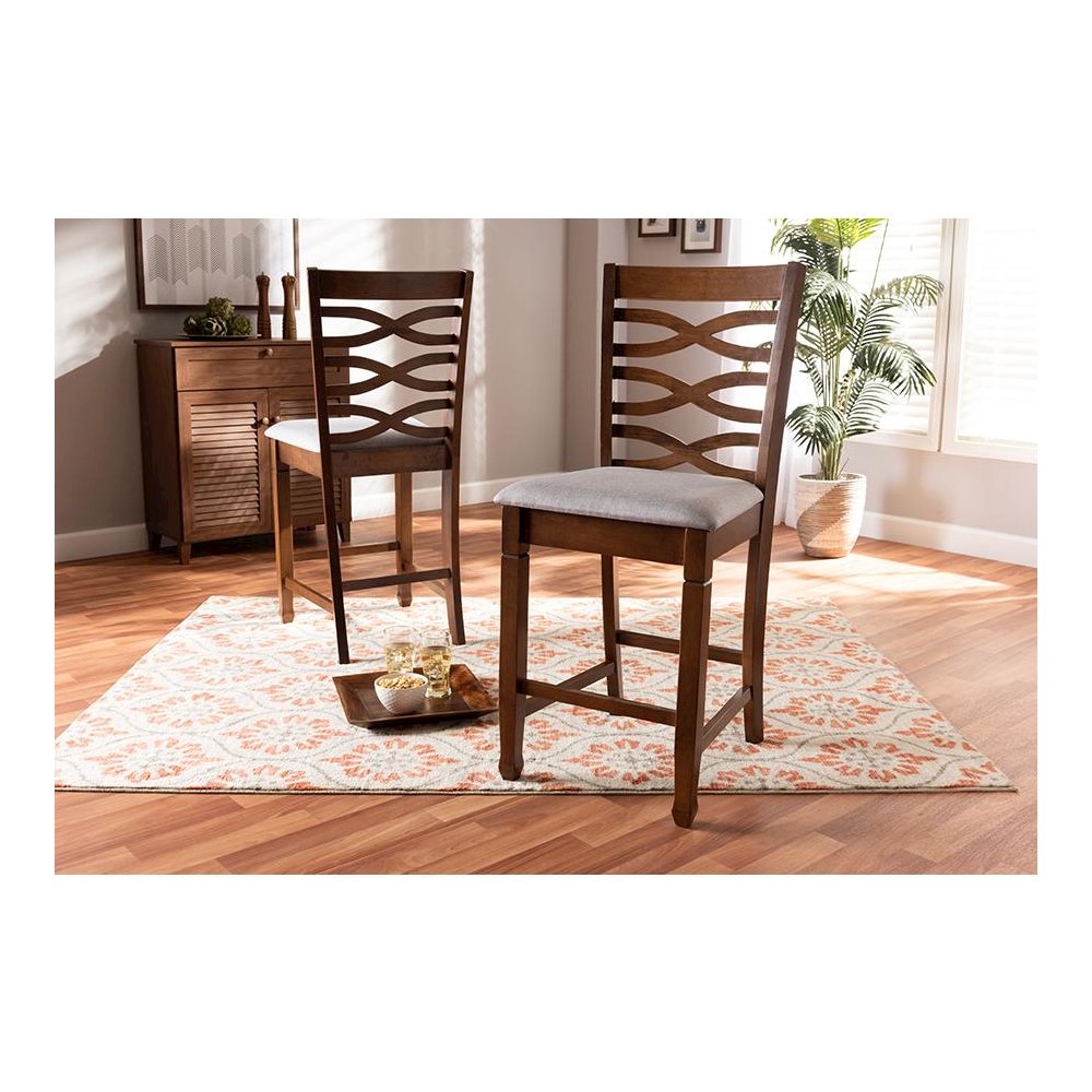 Walnut Brown Finished 2-Piece Wood Counter Height Pub Chair Set Set. Picture 6