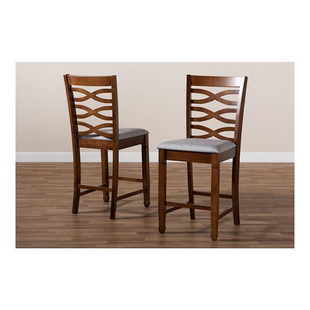 Walnut Brown Finished 2-Piece Wood Counter Height Pub Chair Set Set. Picture 7