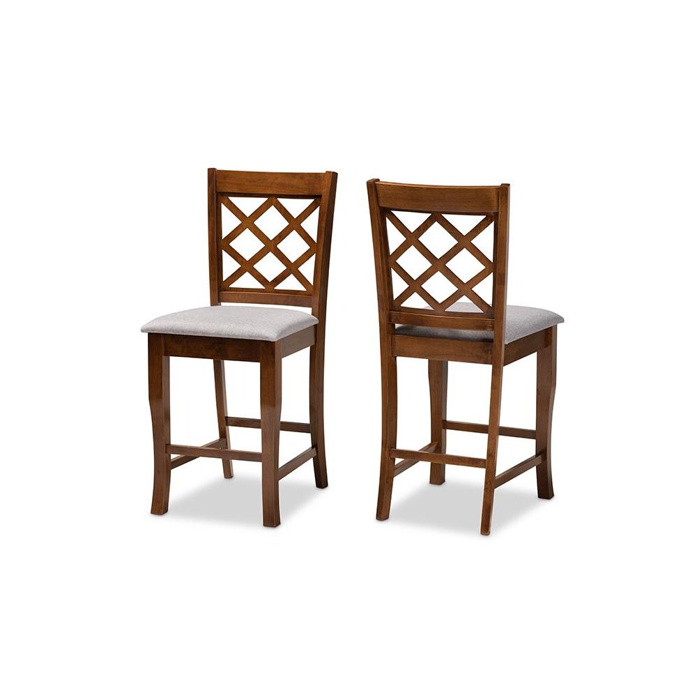 Walnut Brown Finished Wood 2-Piece Counter Height Pub Chair Set. Picture 1