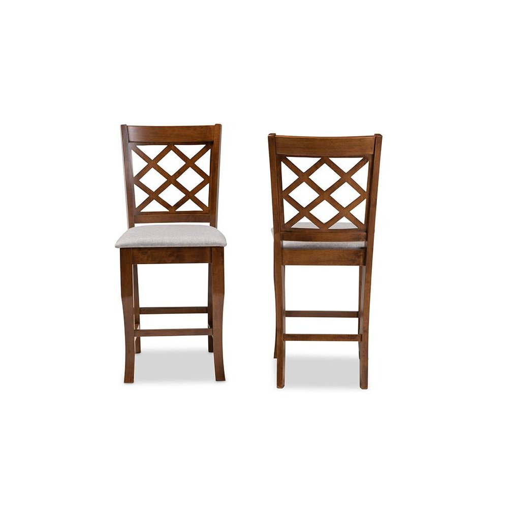 Walnut Brown Finished Wood 2-Piece Counter Height Pub Chair Set. Picture 2