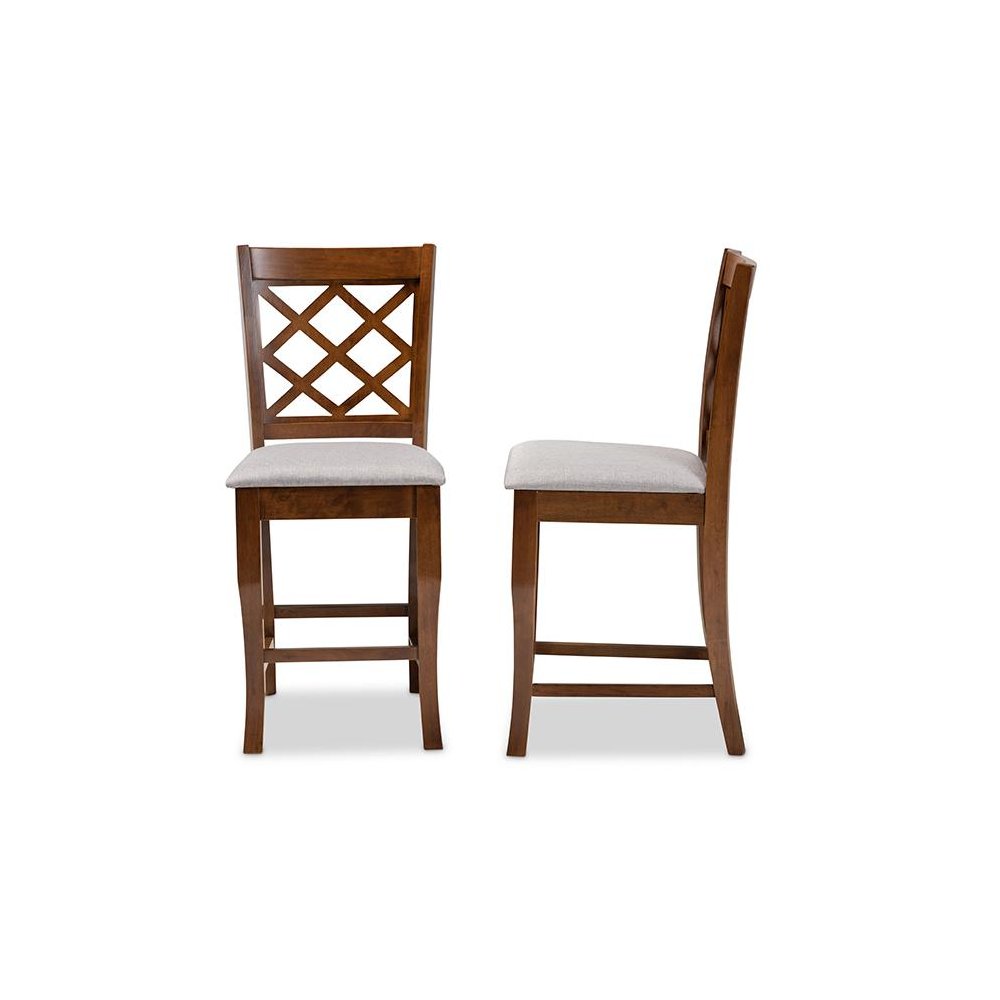 Walnut Brown Finished Wood 2-Piece Counter Height Pub Chair Set. Picture 3