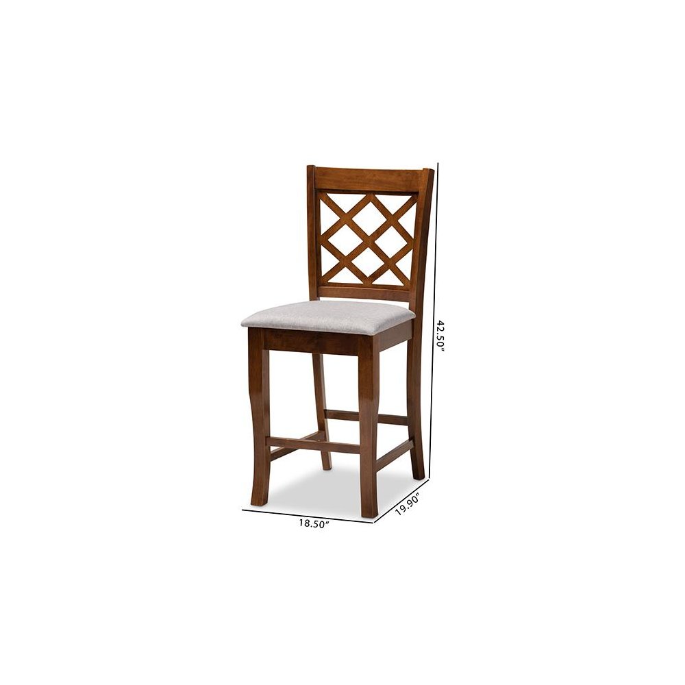 Walnut Brown Finished Wood 2-Piece Counter Height Pub Chair Set. Picture 8