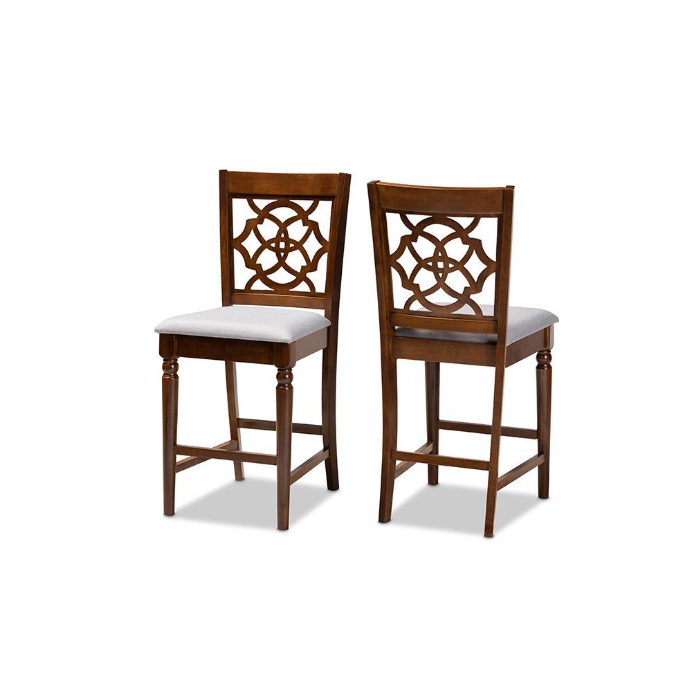 Walnut Brown Finished Wood 2-Piece Counter Height Pub Chair Set. Picture 1