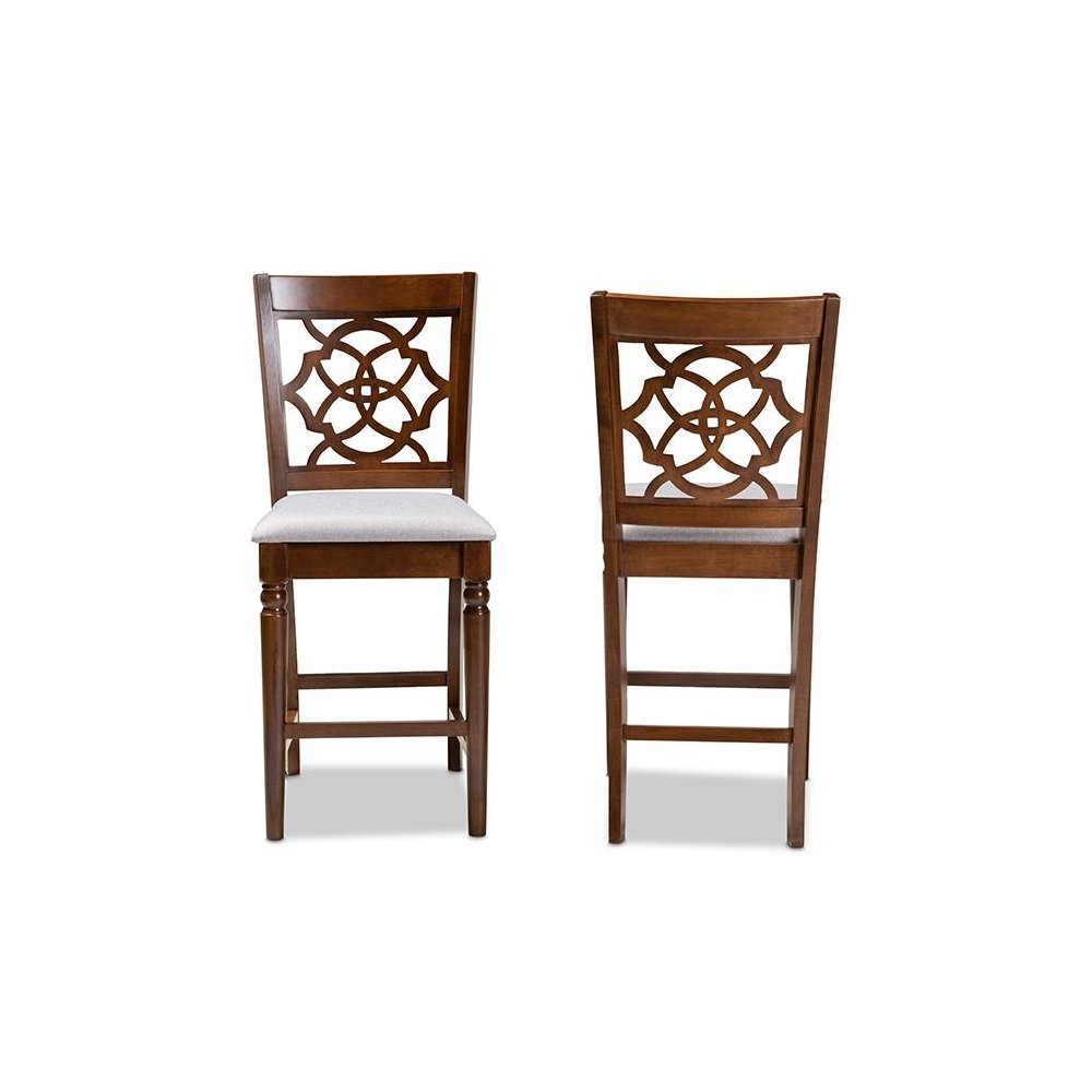 Walnut Brown Finished Wood 2-Piece Counter Height Pub Chair Set. Picture 2