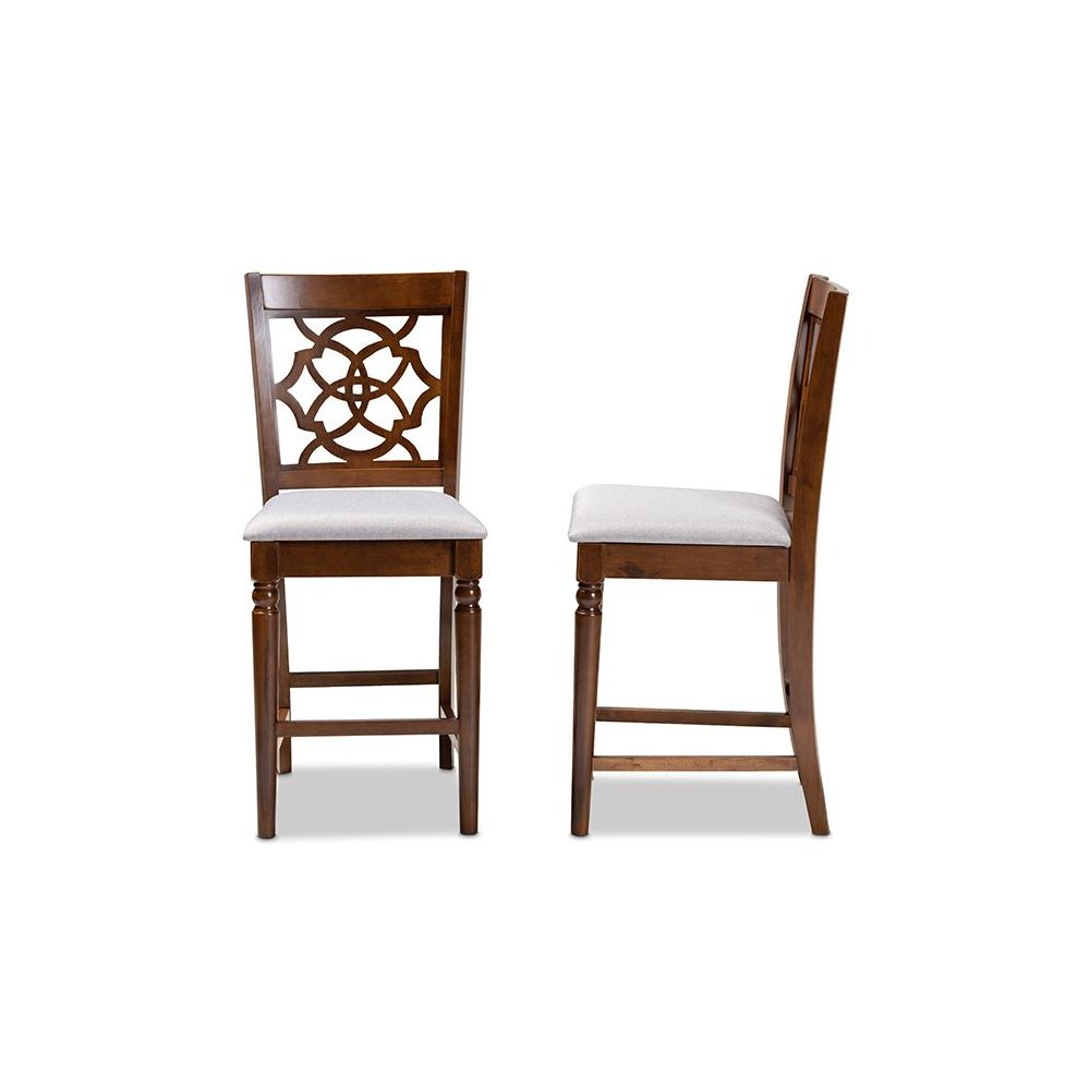 Walnut Brown Finished Wood 2-Piece Counter Height Pub Chair Set. Picture 3