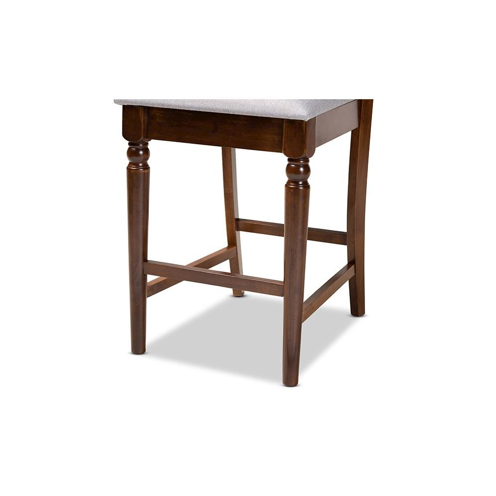 Walnut Brown Finished Wood 2-Piece Counter Height Pub Chair Set. Picture 5