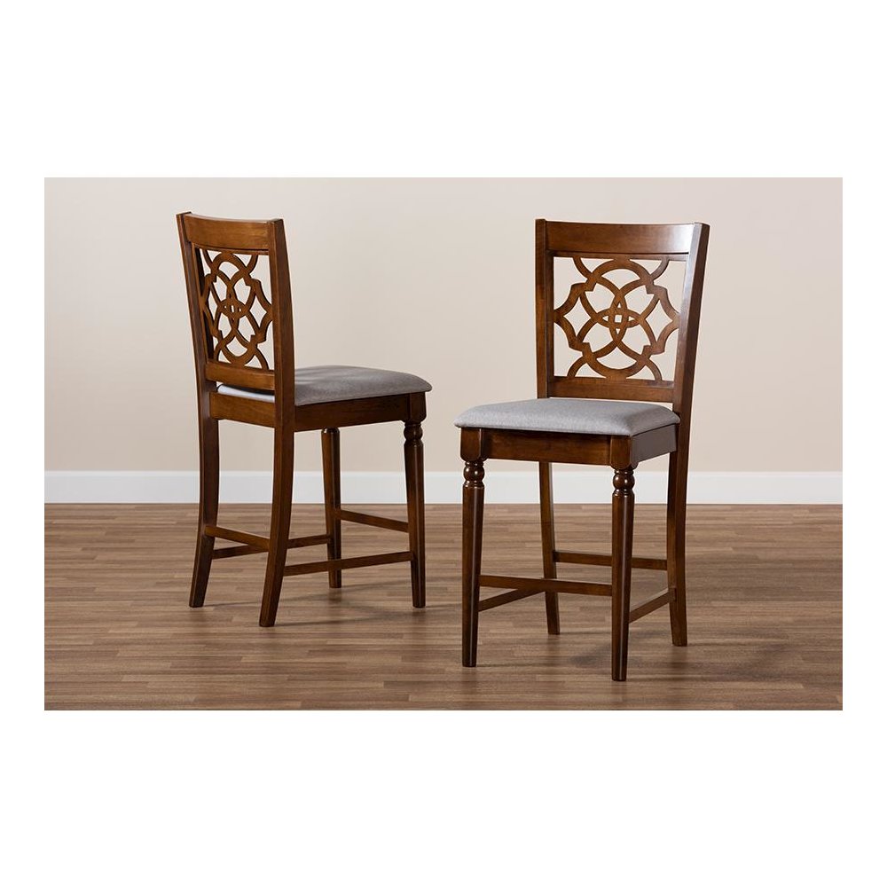 Walnut Brown Finished Wood 2-Piece Counter Height Pub Chair Set. Picture 7