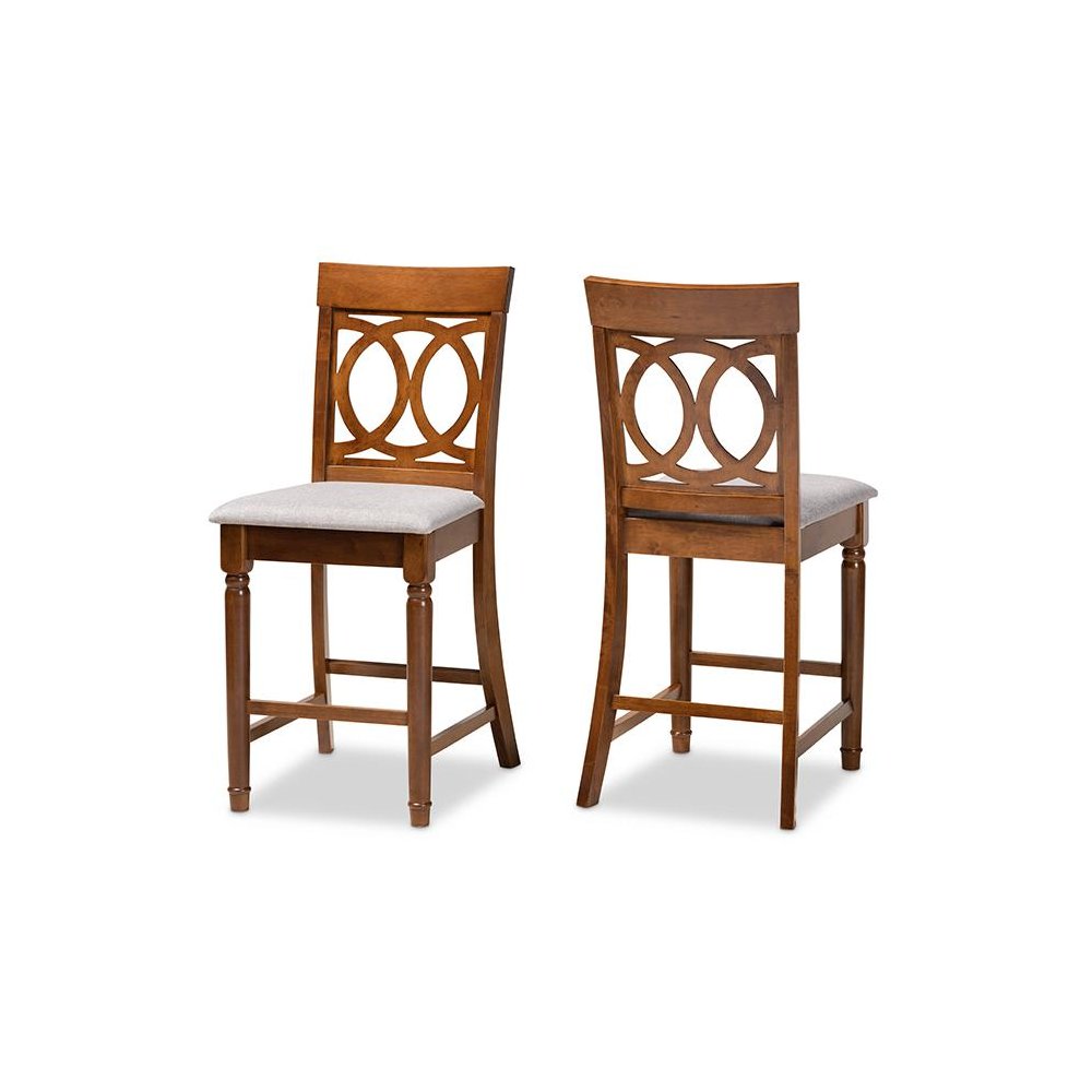 Walnut Brown Finished Wood 2-Piece Counter Height Pub Chair Set. Picture 1