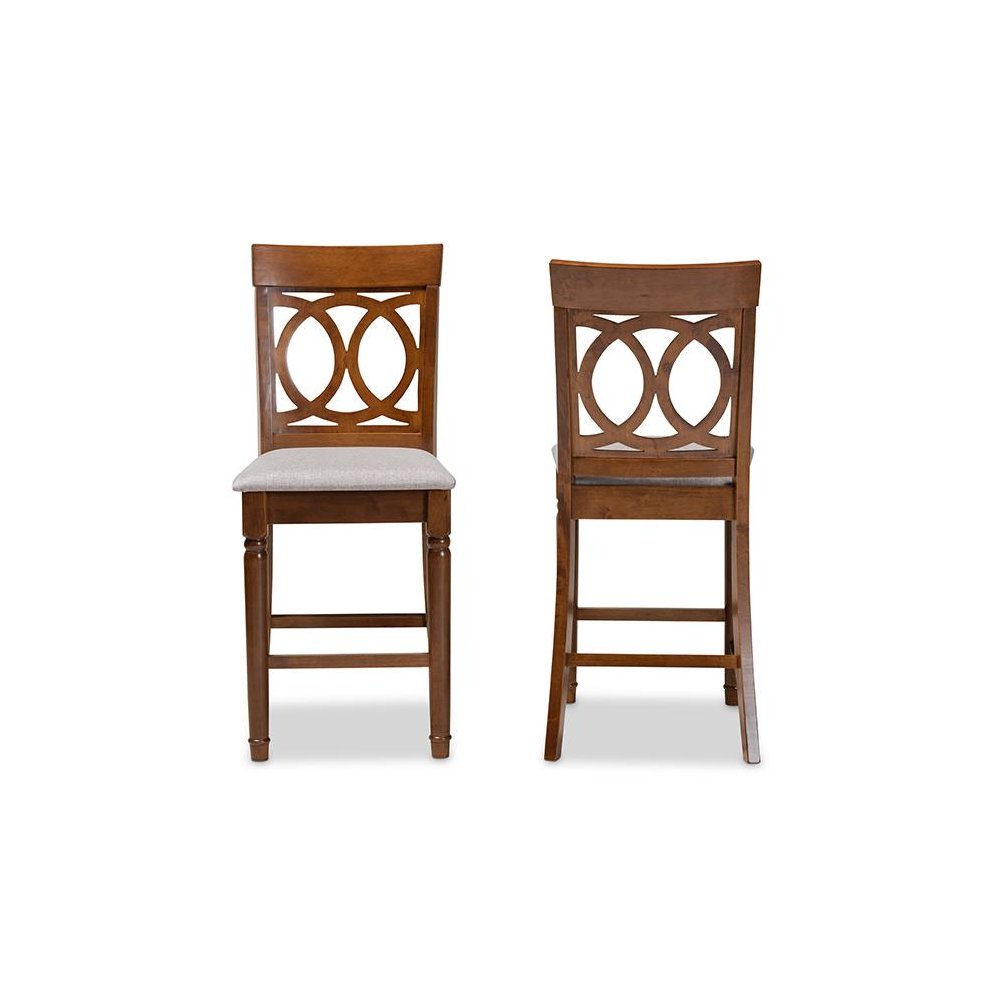 Walnut Brown Finished Wood 2-Piece Counter Height Pub Chair Set. Picture 2