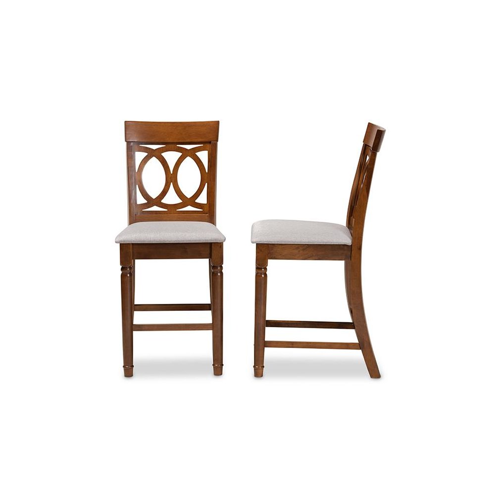 Walnut Brown Finished Wood 2-Piece Counter Height Pub Chair Set. Picture 3