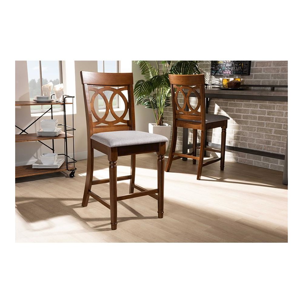 Walnut Brown Finished Wood 2-Piece Counter Height Pub Chair Set. Picture 6
