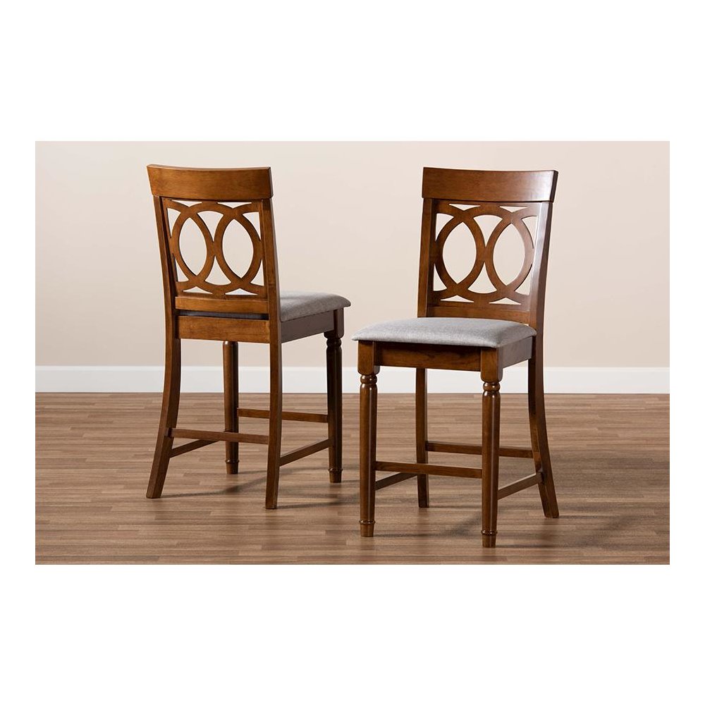 Walnut Brown Finished Wood 2-Piece Counter Height Pub Chair Set. Picture 7