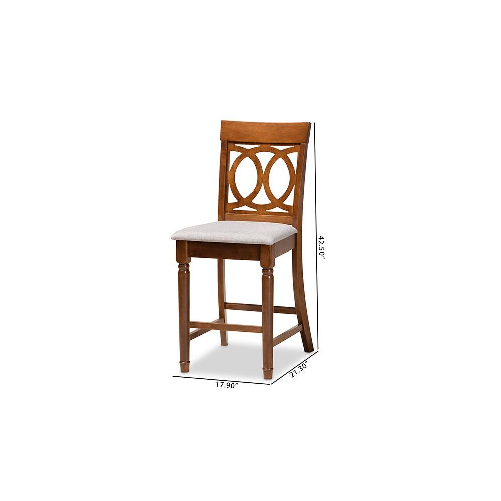 Walnut Brown Finished Wood 2-Piece Counter Height Pub Chair Set. Picture 8