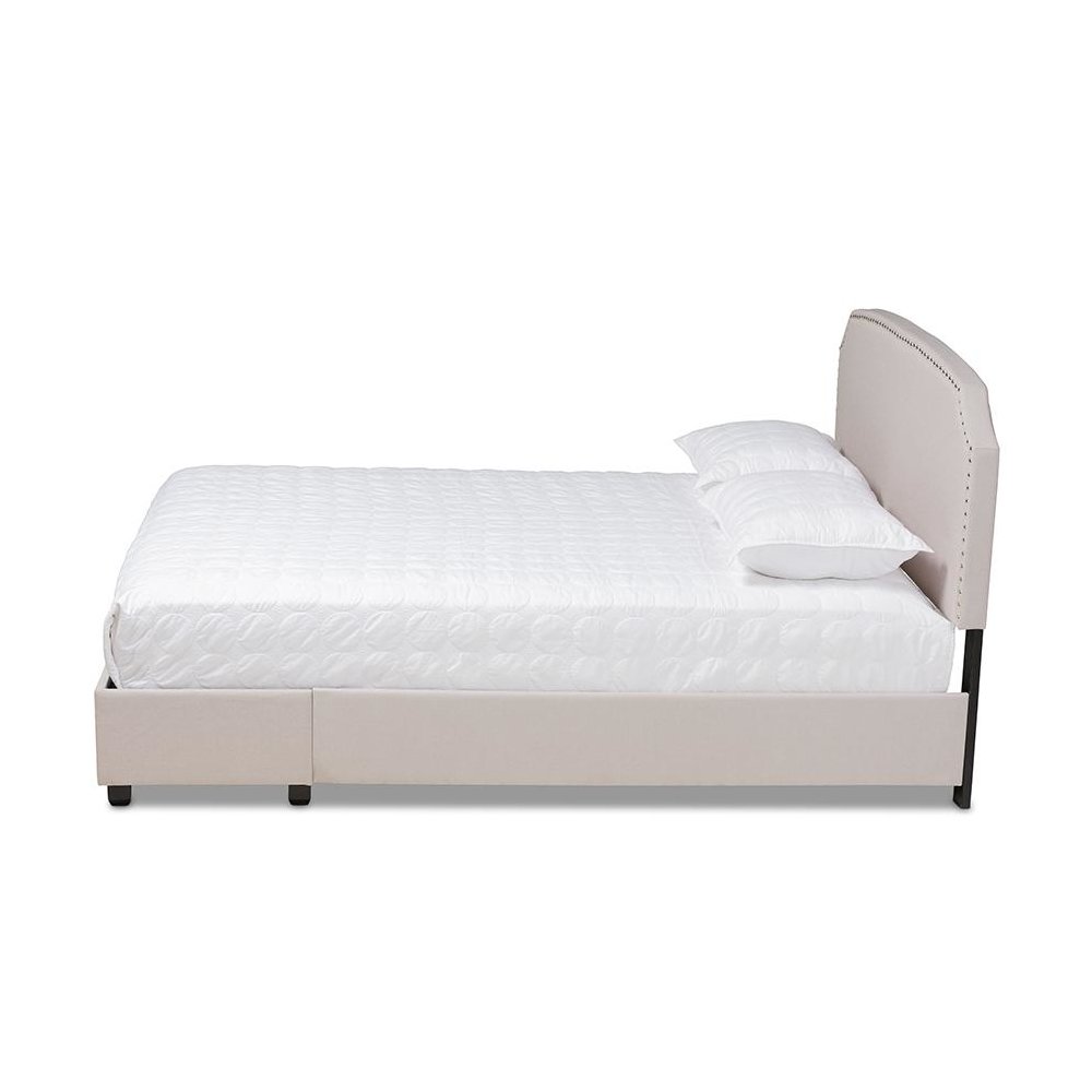 Larese Beige Fabric Upholstered 2-Drawer Queen Size Platform Storage Bed. Picture 3