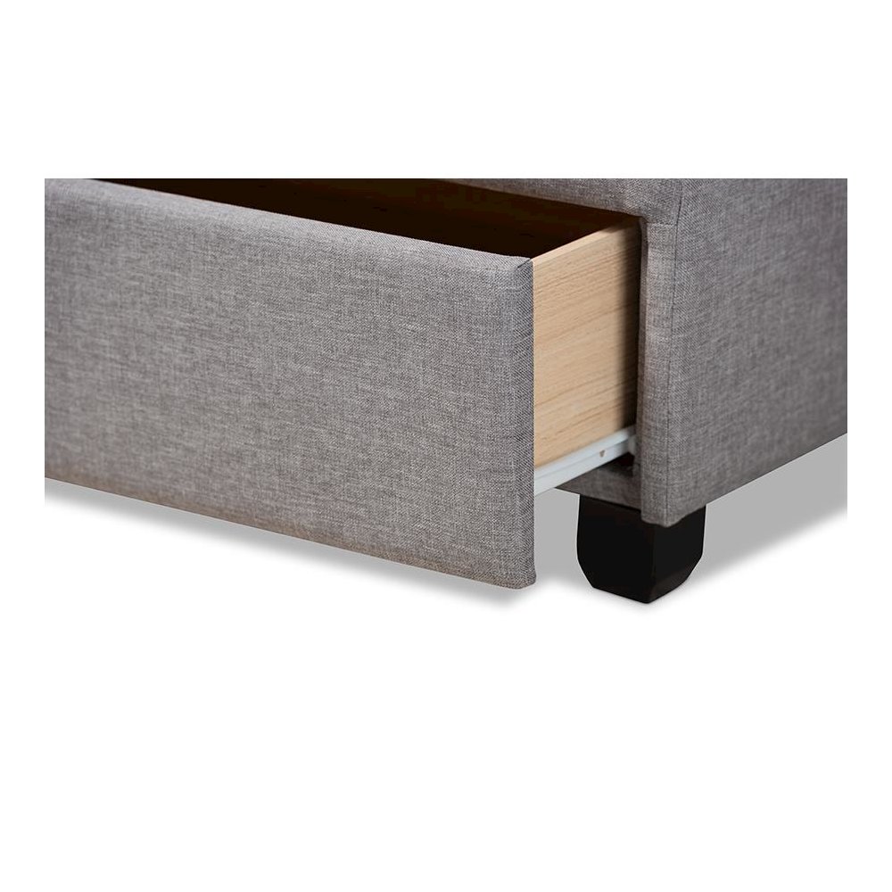 Netti Light Grey Fabric Upholstered 2-Drawer Queen Size Platform Storage Bed. Picture 7