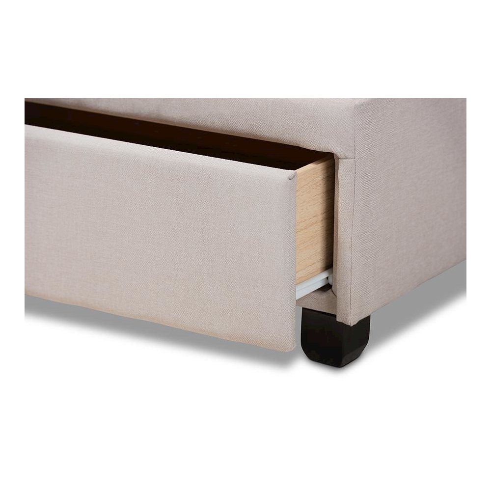 Netti Beige Fabric Upholstered 2-Drawer Queen Size Platform Storage Bed. Picture 7