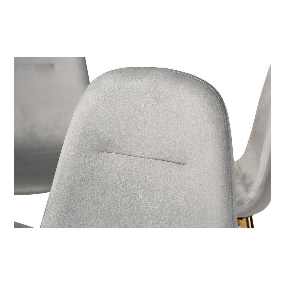 Luxe Grey Velvet Fabric Upholstered Gold Finished 4-Piece Metal Dining Chair Set. Picture 3